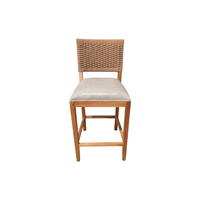 Chaise de bar en bois massif avec siège rembourré et dossier tressé, tabouret de comptoir pour restaurant, café, bar à domicile