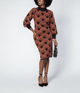 Ceinture africaine en cire Vêtements élégants en cire pour femmes Robes mi-longues à la mode <span class=keywords><strong>Robe</strong></span> africaine imprimée - Product Image 1
