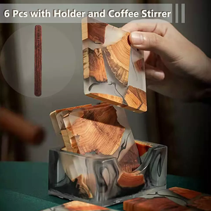 Tabletex Bán Chạy Cốc Cà Phê Trà Thiết Kế Hình Tròn Hình Vuông Đế Lót Ly Bằng Gỗ Nhựa Có Giá Đỡ Bộ - Product Image 2