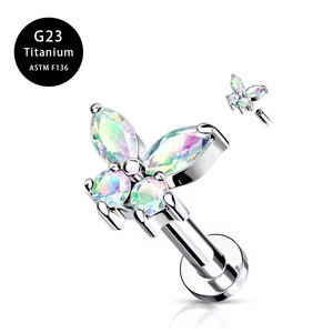 Pendientes de Titanio ASTM F136 G23 con Diseño de Mariposa y Circonita Cúbica, Estilo Labret, Parte Trasera Plana, para Mujer, Nueva Tendencia 2026 - Product Image 5