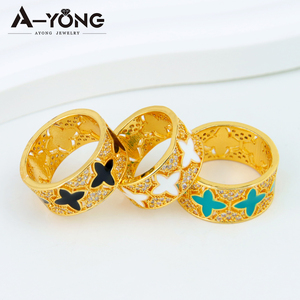 Anillos de Zirconia de Moda de Dubái, Chapados en Oro de 21k, Anillo Italiano Moderno de Color Hip Hop para Mujer, Joyería de Oro para Eventos y Fiestas - Product Image 6