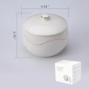 キッチンコーヒーバーソルトコンテナ用のスプーンと蓋を内蔵した高級磁器シュガージャー11オンスセラミックシュガーボウル