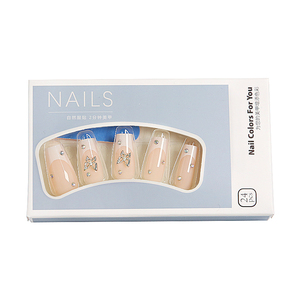 <span class=keywords><strong>Faux</strong></span> ongles élégants papillon French Manucure 24 pièces, longs carrés nude, en ABS avec strass, réutilisables avec colle, cadeau pour mariée ou rendez-vous - Product Image 4