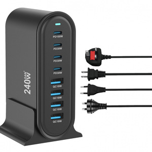 GaN 240W Desktop <b>Charger</b> With Holder Fast Charging Type C <b>Multi</b> <b>Port</b> <b>USB</b> <b>Charger</b> - Product Image 4