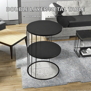Mesa de Centro Metálica Convertible de Doble Capa con Diseño Moderno para Sala de Estar, Muebles HengQiJu Villa - Product Image 2