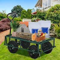 Chariot de jardin Chariot utilitaire en acier robuste pour la pelouse Chariot utilitaire extérieur pour le camping Wagon avec côtés amovibles et roues