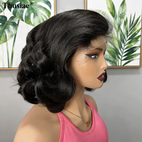 Perruques Courtes en Cheveux Humains Bouclés et Volumineux, Perruque Frontale HD Sans Colle en Cheveux Humains Bouclés et Volumineux, Perruques en Cheveux Humains Vierges Naturels Bouclés et Volumineux