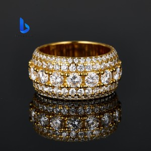 Wholesale VVS Moissanite 5 Row Prong Set <strong>Sterling</strong> <strong>Silver</strong> 18K Gold Plated Luxury Eternity Band <strong>Ring</strong> for <strong>Men</strong> - Product Image 3
