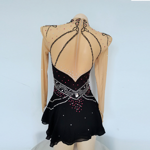 Vestido de patinaje sobre hielo <span class=keywords><strong>para</strong></span> <span class=keywords><strong>niñas</strong></span>, leotardo Gimnástico de manga larga, ropa de actuación - Product Image 2