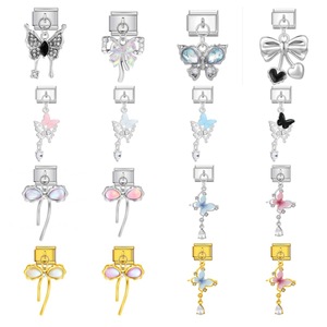 Modular Bracelet With Butterfly Pendant <b>Titanium</b> Steel <b>Chain</b> Women's Jewelry Gift Crystal Rhinestone Charm Bracelets - Product Image 1