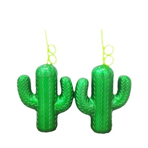 แก้วน้ำพลาสติกเกรดอาหาร ลายป่าฝนเขตร้อน รูปทรงกระบองเพชร สำหรับชายหาดและตั้งแคมป์ - Product Image 4