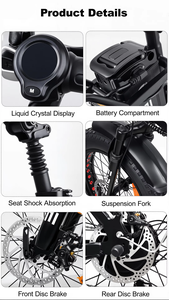 Vélo électrique JLM E14 48V avec moteur sans balais, 14 pouces, ultra-léger, petit, pliable, portable, 350W, IPX5, batterie au lithium sans balais à l'avant - Product Image 4