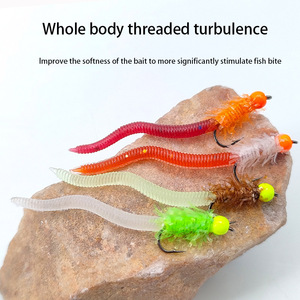 Señuelo de pesca con mosca, gusano luminoso de colores, señuelo de ninfa, gusano sintético, anzuelos de cebo # 12 - Product Image 5