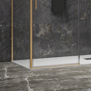 Kamalu KLA-4000G satinato oro doccia 75x110 scorrevole rettangolare fisso 8mm di spessore 6mm vetro dritto impermeabile - Product Image 5