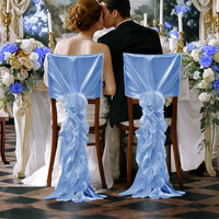 Élégante nappe de chaise de mariage en polyester lavable en machine, drapé en tulle de saule, décoration romantique pour chaise Chiavari pour l'extérieur