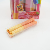 Haute qualité 210g Mini rouleaux d'oeufs Biscuit fraise douce et saveur originale croustillante pour partager l'emballage de la boîte