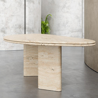 Table à manger en marbre en forme de larme, style Dream Home Organic, double planche en pierre, pour une salle à manger résidentielle moderne haut de gamme
