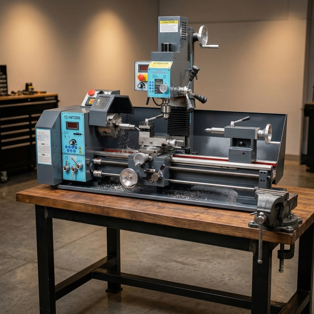 YS-2938 Combination Lathe Milling Machine, Multi-function Benchtop Metal Lathe with Digital Readout for Turning Drilling Milling