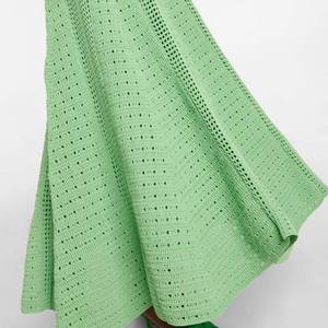 Abito in Maglia Personalizzato Verde con Spalline Sottili, Scollo a V, Traforato, Semplice, Invernale, Linea A, <span class=keywords><strong>Vestito</strong></span> Lungo Casual da Donna - Product Image 4