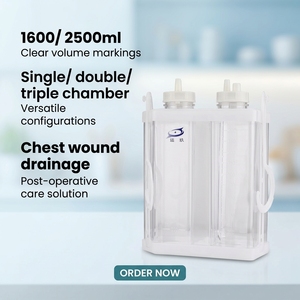 Botella de <span class=keywords><strong>Drenaje</strong></span> Torácico Desechable con Sistema de Sellado Subacuático <span class=keywords><strong>para</strong></span> Uso Hospitalario y Clínico - Product Image 1