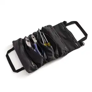 नई डिजाइन उपकरण रोलिंग बैग, 5 के साथ भारी शुल्क कैनवास रिंच उपकरण पाउच जिपर जेब