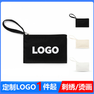 White Canvas Cosmetic Bag With Zipper And Soft Handle Practical Storage Pouch For Everyday Use - Product Image 5