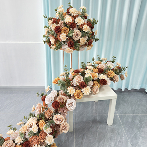 Customization Romantic Dreamy Artificial Flower <b>Table</b> <b>Runner</b> Mixed Flower Ball Autumn Centerpiece Arrangement <b>Wedding</b> Decoration - Product Image 1