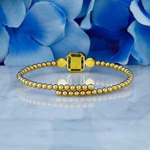18K Solid <b>Gold</b> Beaded Bezel <b>Set</b> Diamond Art Deco Cuff Bracelet for Women - Product Image 6