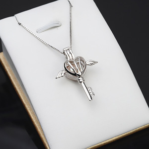 Accesorios de Moda Europeos y Americanos, Hechos a Mano, Plata S925, Perla, Jade, Cuentas, Soporte Vacío para Colgante de Ángel, Latón Crudo Sin Orificio - Product Image 4