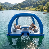 Île flottante gonflable de luxe pour fête, cabane flottante, île-lounge gonflable avec pot à vendre