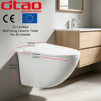 WC suspendu monobloc avec réservoir encastré mural, certifié CE, pour salle de bain