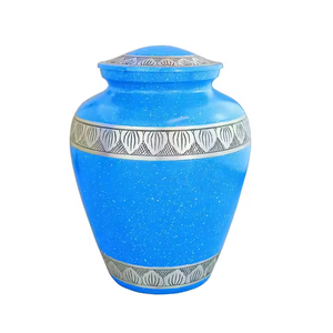 เครื่องเผาศพอลูมิเนียมหินอ่อนสีฟ้าสำหรับผู้ใหญ่ทำด้วยมือพร้อมสายรัดแกะสลัก - Product Image 2