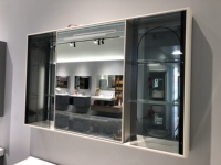 Ensemble de meuble-lavabo mural en céramique WJL au design moderne, facile à nettoyer, étanche, avec miroir lumineux intégré, 110 cm