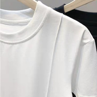 Logo brodé Simple Noir Blanc À Manches Courtes Modèles De Base All-match Loose Top 100% Coton T-shirts Femmes