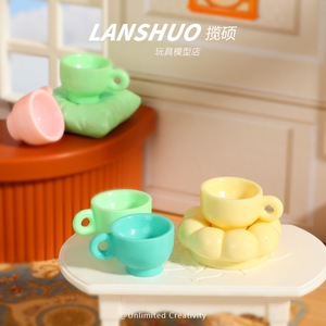 Lanshuo Mini Resin <b>Teacups</b> Coasters Set For Dollhouse Playhouse Accessories Unisex 5-7 Years Plastic Craft Decor - Product Image 2