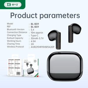 <span class=keywords><strong>Casque</strong></span> sans fil TWS BYZ B59, confort ergonomique, ajustement confortable, charge de type C, écouteurs de sport avec étui miroir élégant - Product Image 3