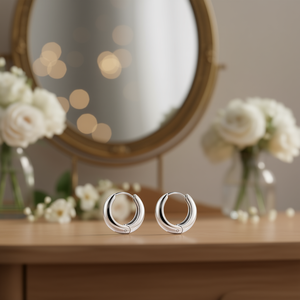 Amy Amy <b>Huggie</b> Earrings Stainless Steel <b>Silver</b> Plated Classic Women's Fashion Jewelry Gift 10mm - Product Image 2