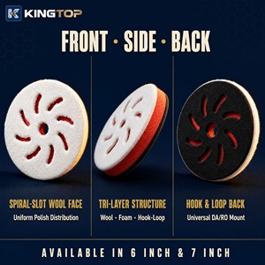 Tampon de polissage en mousse Kingtop 6 pouces (150 mm) pour polisseuse rotative DA, éponge de polissage en mousse à coupe lourde et polissage moyen - Product Image 3
