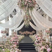Fournitures de Mariage Voile de Plafond Décoration Scène de Mariage Fleur Artificielle Plafond Banquet Salle de Mariage