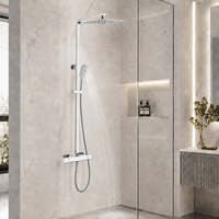Meilleur ensemble de douche thermostatique en acier inoxydable chromé poli avec colonne de douche à jet doux effet pluie en céramique pour usage hôtelier