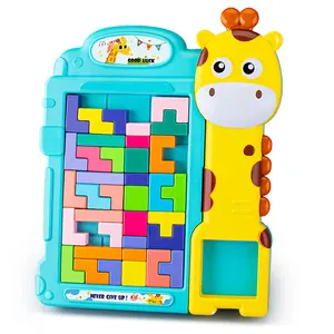 Montessori Stem Stacking Block Brinquedos Educativos Girafa 3D Puzzle Russo Blocos Brinquedos para Crianças