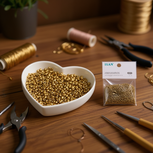 Ilan Abalorios Perline Dorate da 3mm 50g per Creazione di Gioielli - Product Image 2