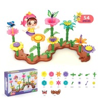 Vente chaude Creative Jouets Éducatifs Jardin Blocs De Construction DIY Construction Jouet Fleur pour Enfants Fleur Jardin Ensemble De Construction