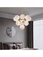 Lampu Gantung LED Marmer Alami Mewah Modern Multi-Bola Lampu Hias High-End untuk Ruang Tamu/Ruang Makan/Kamar Tidur CRI