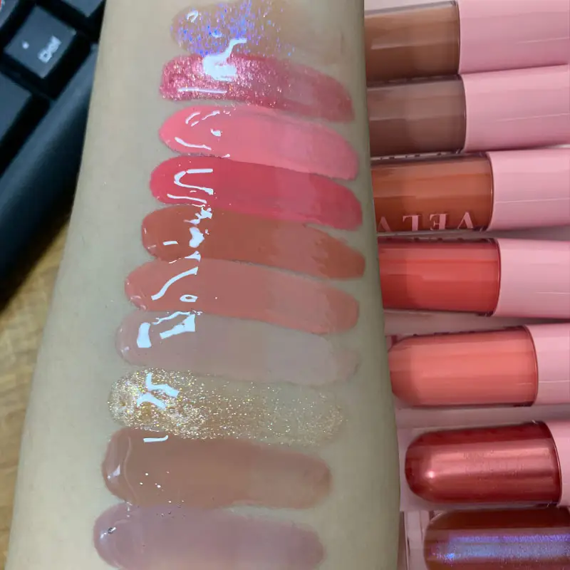 Fabricante Cosméticos Maquillaje Nude Ligloss Proveedor Etiqueta privada Pink Organic Vegan Plumping Lip Gloss