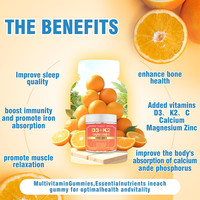 Complément alimentaire en gommes à la saveur naturelle d'orange, enrichi en vitamine D3 10000 UI, K2 MK-7 200 mcg, calcium, magnésium et zinc, directement de l'usine