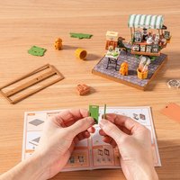 Kit artisanal Robotime Rolife, jouets à assembler DG182, chariot à café aromatique, maison miniature en bois 3D à faire soi-même