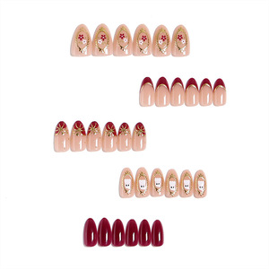 30 faux ongles à presser en amande pour Halloween, motif fantôme doré, style français, tendance et mignon, pour manucure DIY - Vente chaude - Product Image 4