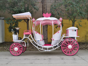 Hot Selling Large Royal <b>Pumpkin</b> Horse Cart <b>Princess</b> Pink Cinderella Carriage Wedding Bridal Cart on Sell - Product Image 3