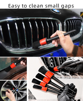 Kit de 5 Brosses de Détailing pour Lavage de Voiture, Outils de Nettoyage Auto, Accessoires Tableau de Bord et Bouches d'Aération